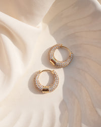 Pave Marbella Hoops- Gold view 2