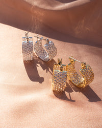 Pave Positano Hoops- Gold View 4