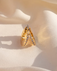 Pave Mini Luna Hoops- Gold View 2