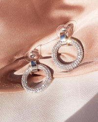 Mini Pave Door Knocker Hoops- Silver View 2