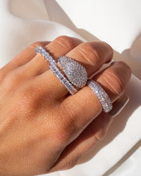 Pave Tube Ring- Silver View 2
