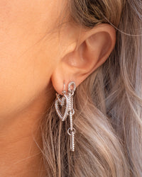 Pave Mini Heartbreaker Hoops- Silver View 4