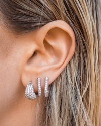 Pave Riviera Huggies- Silver View 3