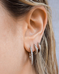 Pave Mini Luna Hoops- Silver View 4