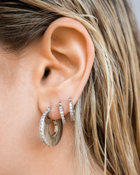 Pave Luna Hoops- Silver view 2