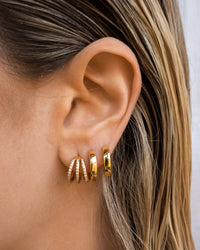 Pave Baby Bastille Hoops- Gold View 5