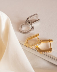 Pave Rosa Huggies- Gold view 2