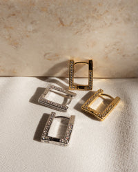 Pave Mini Boxer Hoops- Gold View 7