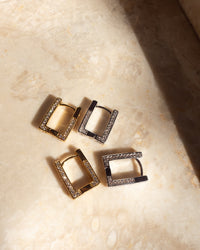 Pave Mini Boxer Hoops- Silver View 7