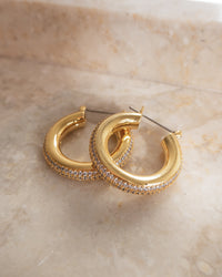 Pave Stripe Baby Amalfi Hoops- Gold View 3