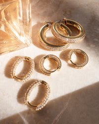 Pave Mini Coco Hinge Hoops- Gold View 7
