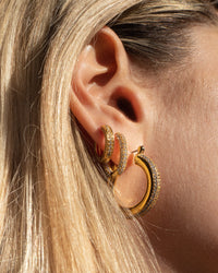 Pave Stripe Baby Amalfi Hoops- Gold View 6