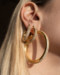 Pave Stripe Amalfi Hoops- Gold View 4