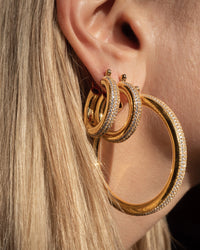 Pave Stripe Amalfi Hoops- Gold View 2