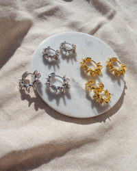 Mini Dahlia Hoops- Silver View 2