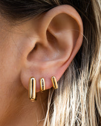 Mini Art Deco Huggies (9mm)- Gold View 2