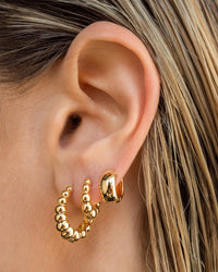 Mini Beaded Bella Huggies (14mm)- Gold View 4