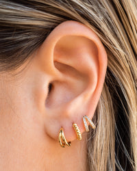 Pave Mini Margaux Huggies (9mm)- Gold View 4
