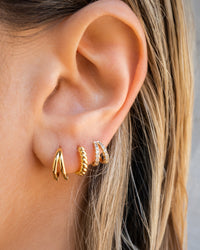Pave Mini Margaux Huggies (9mm)- Gold View 7