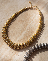 Ridged Pyramid Statement Necklace- Gold View 3