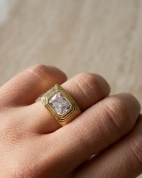 Ridged Pyramid Cigar Ring- Silver View 2