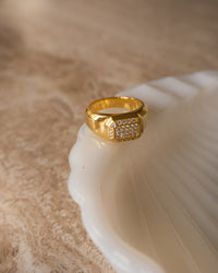 Faceted Diamond Signet Ring- Silver View 4