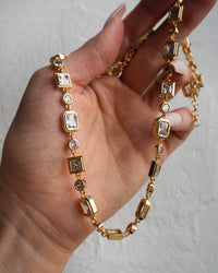 Pyramid Bezel Statement Necklace- Silver View 4