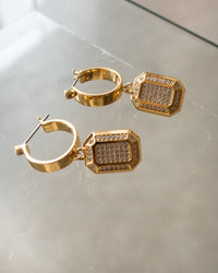 Faceted Diamond Statement Hoops- Silver View 5