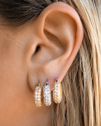 Pave Giselle Hoops- Silver View 6