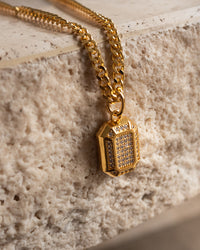 Faceted Diamond Pendant Necklace- Gold View 3