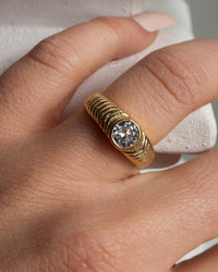Round Ridged Pyramid Cigar Ring- Silver View 4