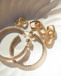 Pave Simone Loop Hoops- Gold View 12