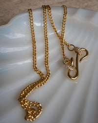 Pave Hook Charm Necklace- Silver View 3