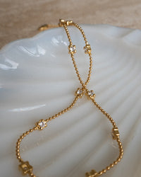 Bezel Charm Beaded Necklace- Gold View 3