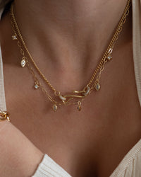Bezel Charm Shaker Necklace- Gold View 4