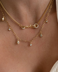 Pave Hook Charm Necklace- Gold view 2