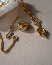 Ridged Pyramid Cigar Ring- Gold View 6