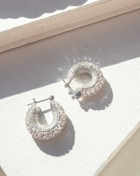 Pave Giselle Hoops- Silver View 4