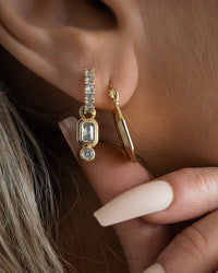 Ridged Pyramid Pendant Earrings- Silver View 3