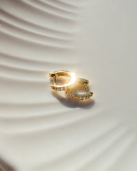 Pave Bordeaux Huggies (9mm)- Gold View 3