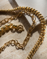Ridged Pyramid Statement Necklace- Gold View 5