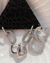Pave Simone Loop Hoops- Silver View 4