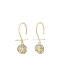 Mini Pave Coin Hook Earrings- Gold