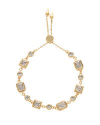 Pyramid Bezel Statement Bracelet- Gold View 1