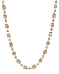 Pyramid Bezel Statement Necklace- Gold View 1