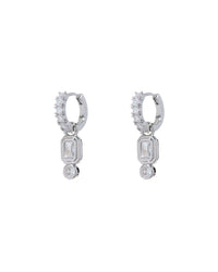 Pyramid Bezel Huggies- Silver View 1