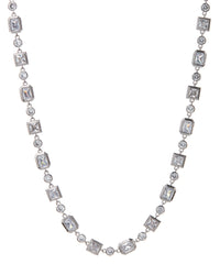 Pyramid Bezel Statement Necklace- Silver View 1