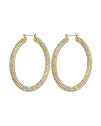 Pave Amalfi Hoops- Gold- Rainbow Crystal View 1