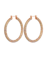 Pave Amalfi Hoops- Rose Gold- Rainbow Crystal View 1