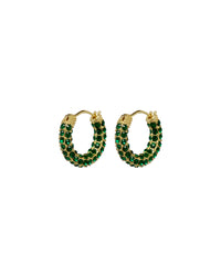 Pave Amalfi Huggies- Gold- Emerald View 1